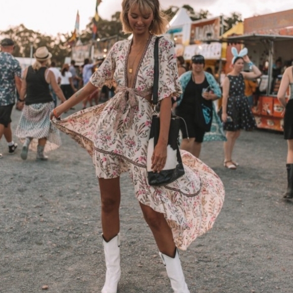 New Boho Cutout Summer Floral Maisie Bambi Beach Dress Cream Pink Purple - Picture 9 of 11